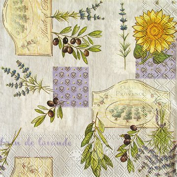 Ubrousek na decoupage - vzor 2859 olivy, levandule