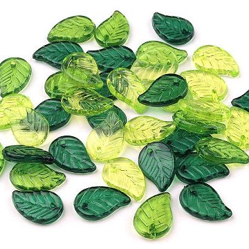 Korálky lístky větší 100 g - zelené