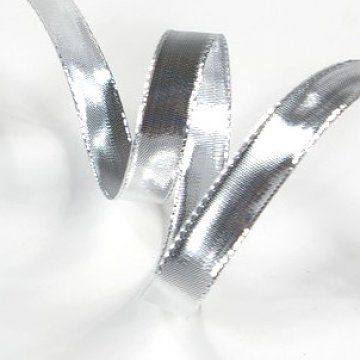 Stuha dekorační lesklá š. 15 mm - stříbrná 1 m