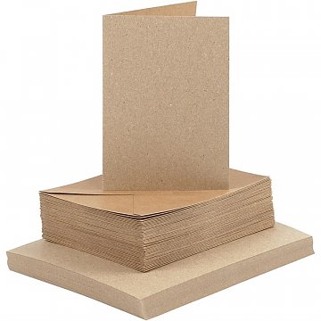 Obálky a přání 50 ks / A6 natur kraft 300g/m2
