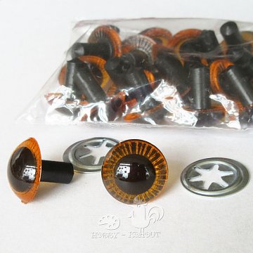 Oči bezpečnostní kulaté hnědé 15 mm / 2 ks