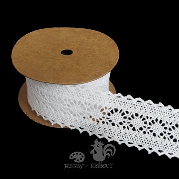 Stuha krajková bílá š. 3,8 cm / 1 m