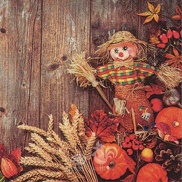 Ubrousek na decoupage - vzor 2509 podzim, dýně, strašák