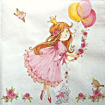 Ubrousek na decoupage - vzor 1020 princezna, balónky