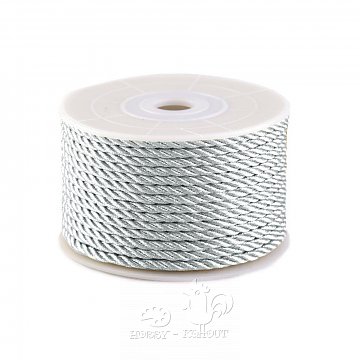 Šňůra kroucená 4 mm - stříbrná 1 m