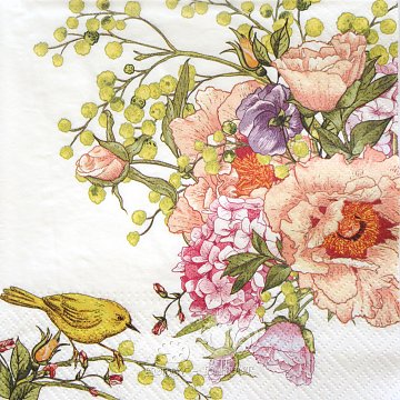 Ubrousek na decoupage - vzor 0732 kyti, ptáček žlutý
