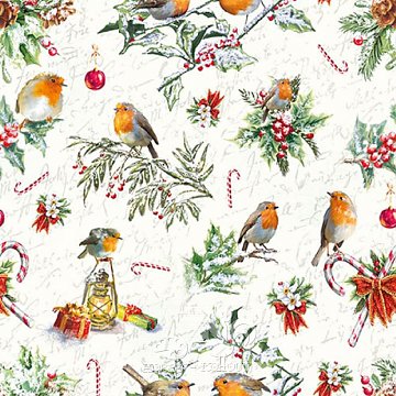 Ubrousek na decoupage - vzor 4457 malé motivy ptáčci, vánoce
