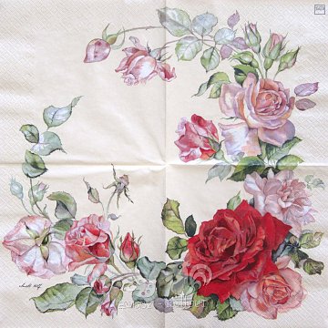 Ubrousek na decoupage - vzor 0246 růže kruh