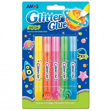 Glitrové lepidlo se třpytkami 5 x 10,5 ml neon