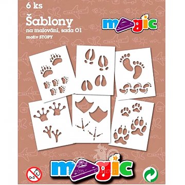 Šablony papírové - 6 ks Stopy