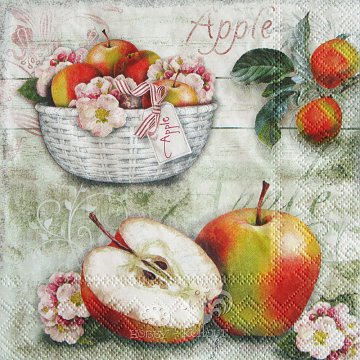 Ubrousek na decoupage - vzor 2916 jablka, košík