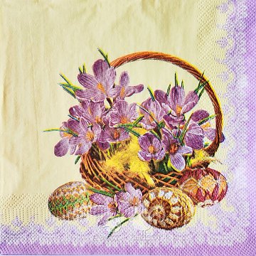 Ubrousek na decoupage - vzor 1315 košík s krokusy