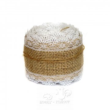 Jutová stuha krajka š. 6 cm - přírodní 1 m