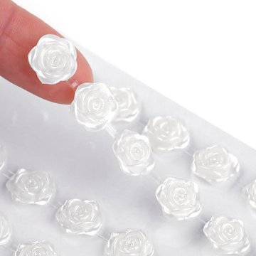 Růže samolepící 11mm / 80 ks bílé