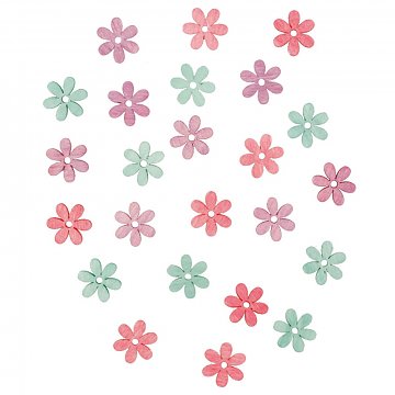 Dřevěné dekorace - kytičky 24 ks