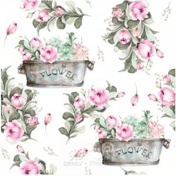 Ubrousek na decoupage - vzor 004 retro Flower truhlík