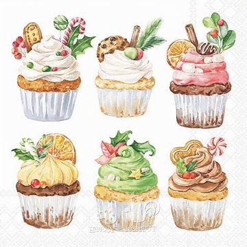 Ubrousek na decoupage - vzor 1318 muffiny, dortíky