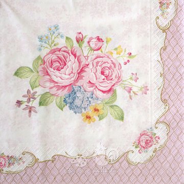 Ubrousek na decoupage - vzor 0250 růže zdobený okraj
