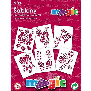 Šablony papírové - 6 ks Lidové motivy