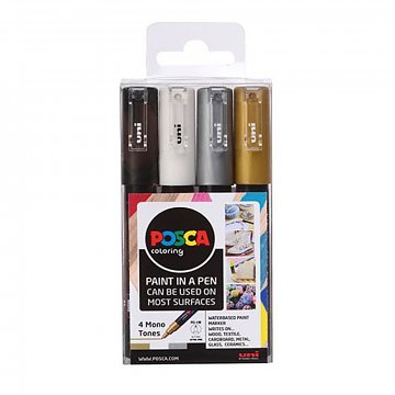 Akrylové popisovače Posca sada 4 ks, pr. 0,7 - 1 mm