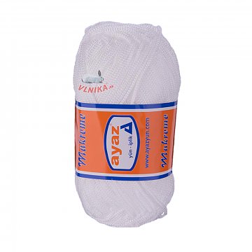 Háčkovací příze Makreme 100 g bílá