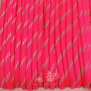 Paracord š. 4 mm reflexní - růžový 1 m
