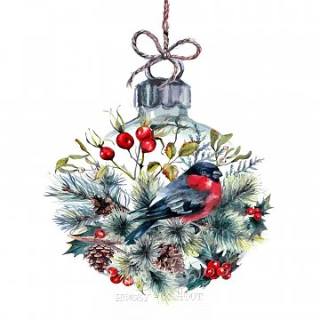 Ubrousek na decoupage - vzor 4463 ptáček, vánoční ozdoba