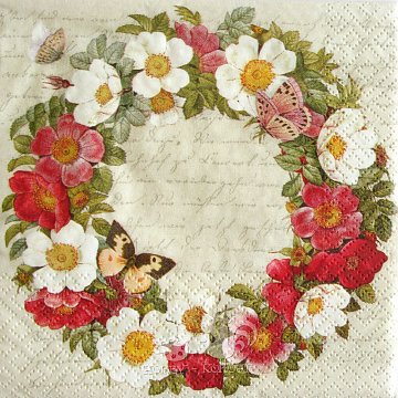 Ubrousek na decoupage - vzor 0218 růže věnec