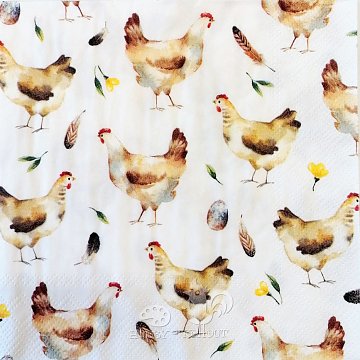 Ubrousek na decoupage - vzor 1510 slepice, velikonoce