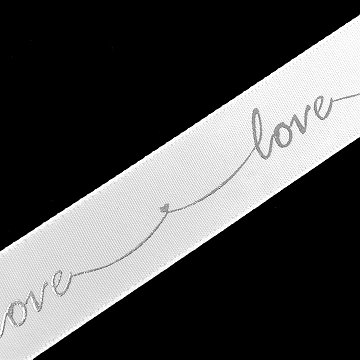 Stuha bílá saténová š. 2,6 cm - Love 1 m