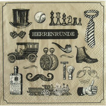 Ubrousek na decoupage - vzor 1736 retro gentleman
