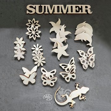 Dřevěné dekorace - sada Summer