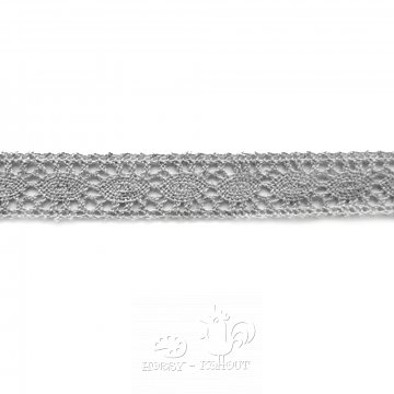 Stuha krajková šedá 2,5 cm / 1 m