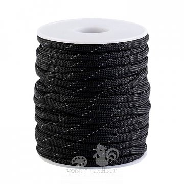 Paracord š. 4 mm reflexní - černý 1 m