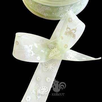 Stuha motýlci šifon š. 2,5 cm - mint 1 m