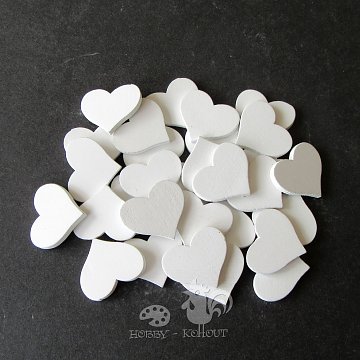Dekorace dřevo srdíčka 2,5x2 cm / 50 ks bílá