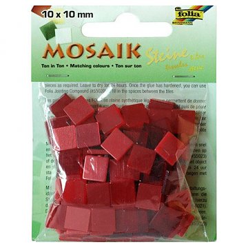 Mozaika plastová 1x1 cm červená, doprodej