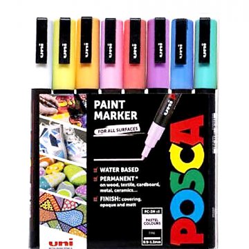 Akrylové popisovače Posca sada 8 ks, pr. 0,9 - 1,3 mm pastel