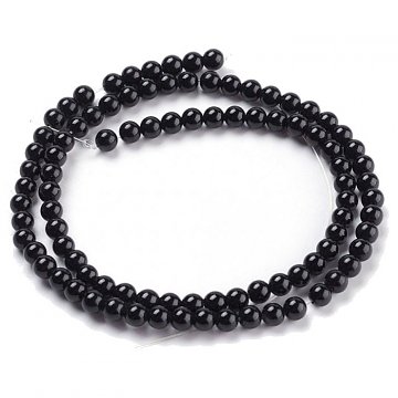 Minerály korálky 8 mm - achát černý onyx 22 ks