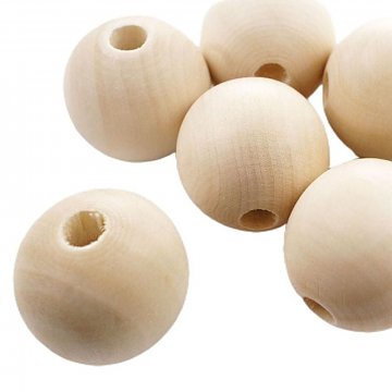 Dřevěné korálky 30 mm světlé přírodní 1ks