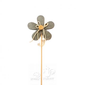 Kytka dřevo šedá 7 cm - zápich 25 cm
