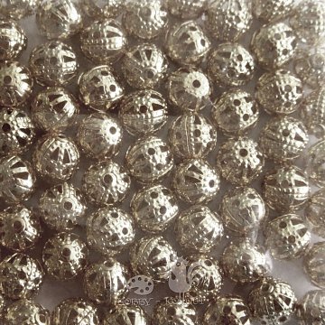 Kovový korálek kulička 6 mm - stříbrný 1 ks