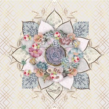 Ubrousek na decoupage - vzor 0733 kytky, mandala