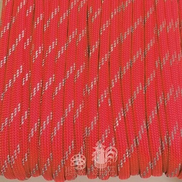 Paracord š. 4 mm reflexní - červený 1 m