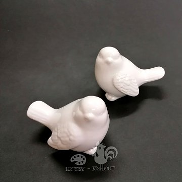 Ptáček bílý - glazovaná keramika 5x6x7 cm, poslední 1 ks