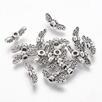Kovový korálek - křídla malá 14 x 4 mm