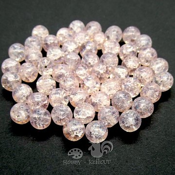 Korálky sklo praskané 8 mm / 10 ks růžové sv.