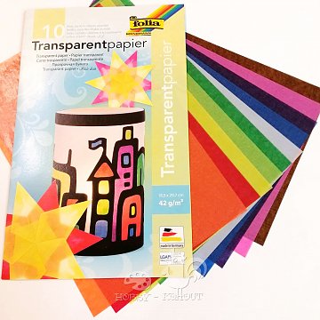 Barevné transparentní papíry 42g Folia - sada 10 ks