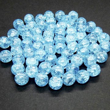 Korálky sklo praskané 8 mm / 10 ks modré sv.
