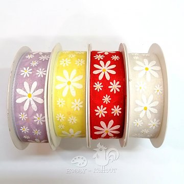 Camila kopretiny stuha š. 4 cm - červená 1 m